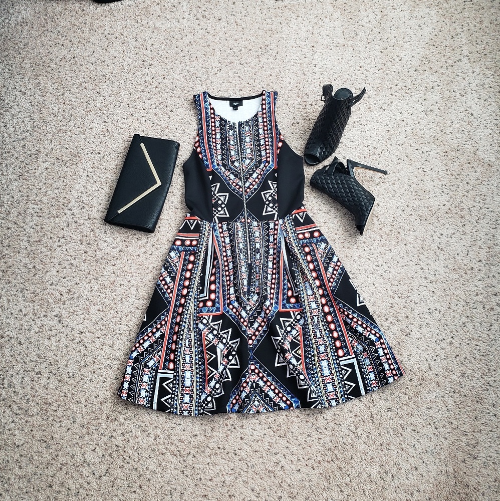 Aztec Print Knee Length Dress